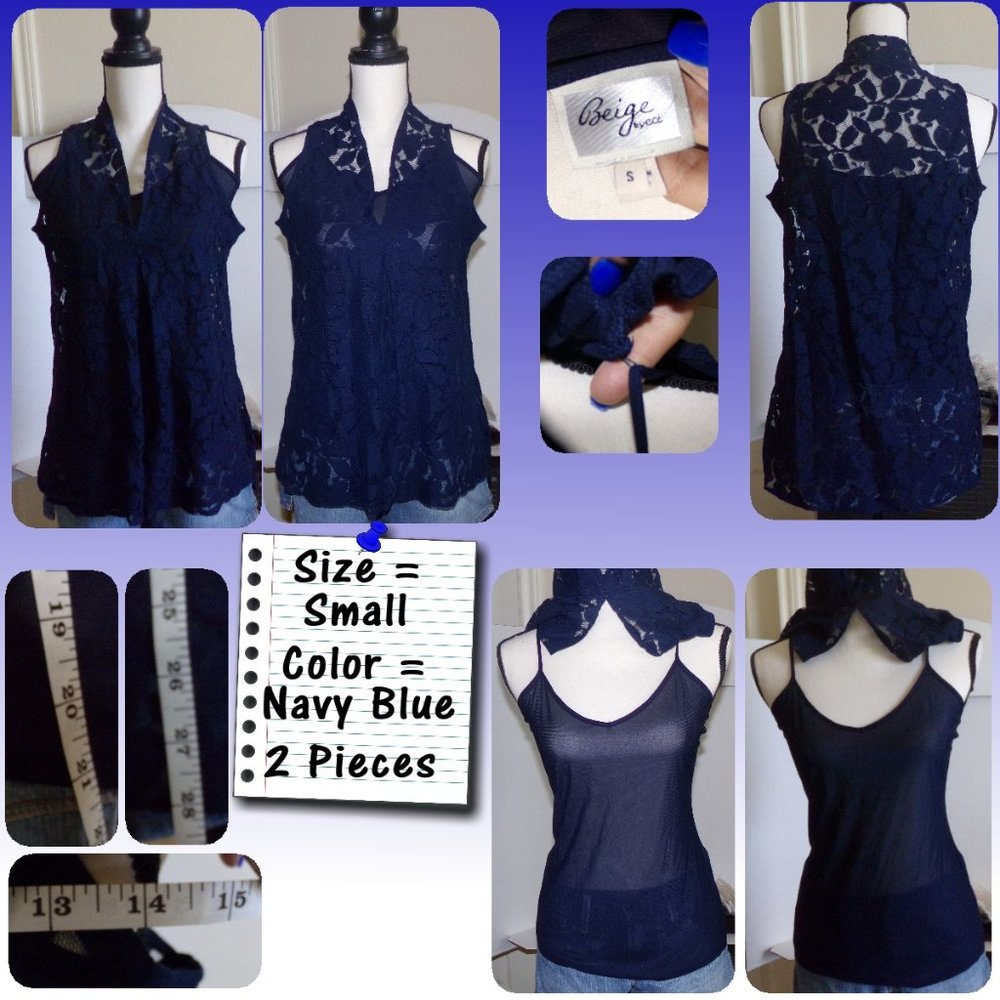 Lace V-Neck Top with Tank Top Underneath {L2}